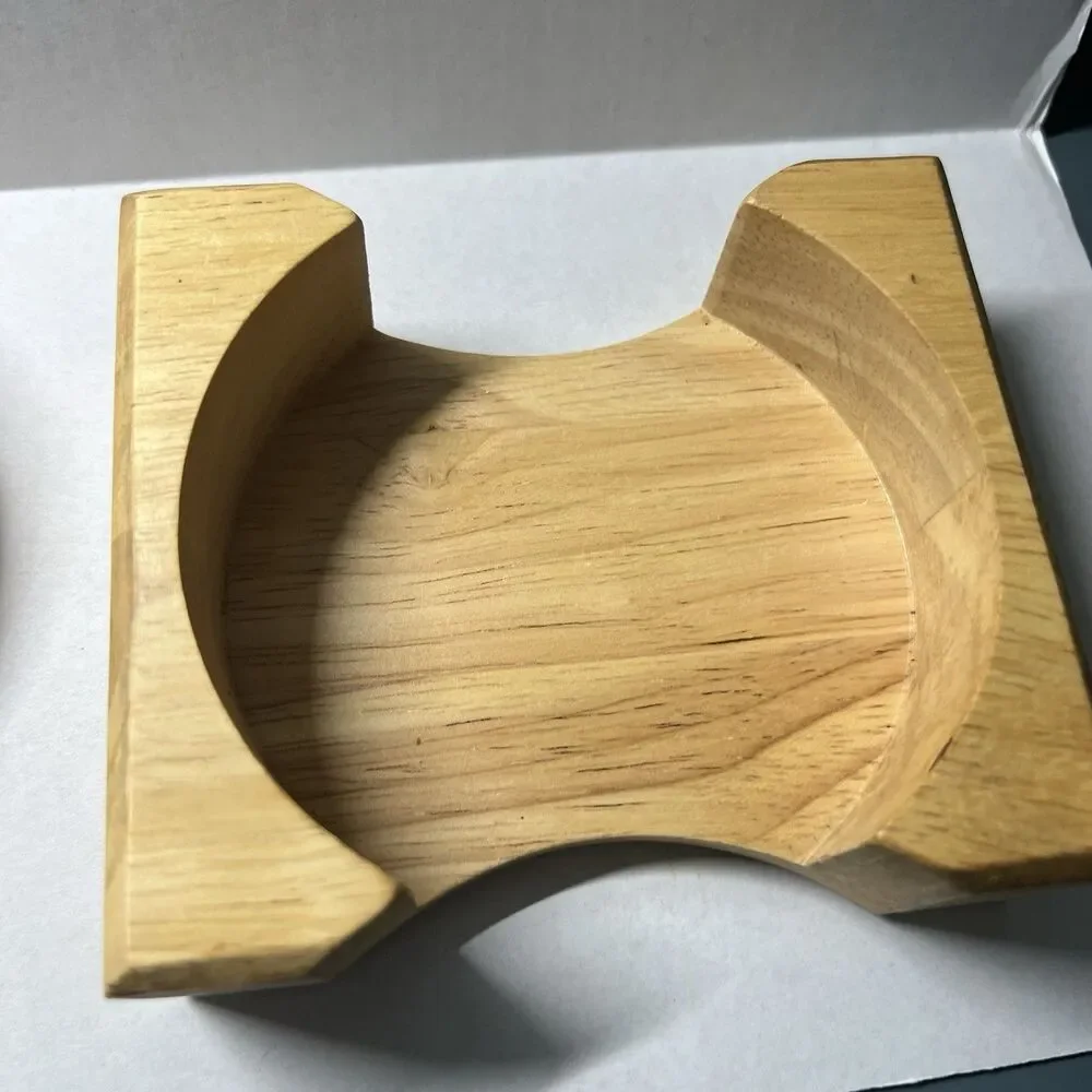 Vintage T.C. Chiu Red Cardinal Bird Coaster Set with Wooden Storage Holder MCM